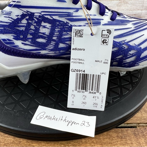 Adidas Adizero Football Cleats Purple White GZ6914 - Picture 11 of 13
